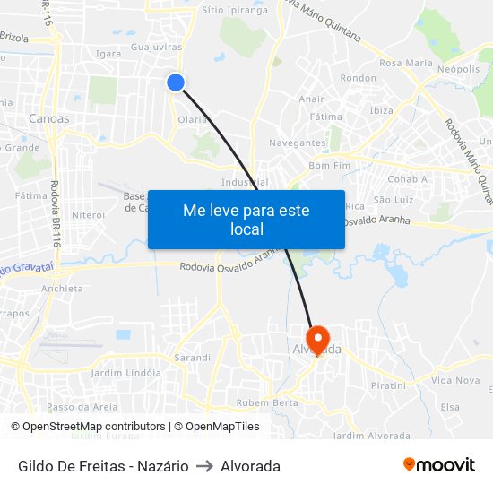 Gildo De Freitas - Nazário to Alvorada map