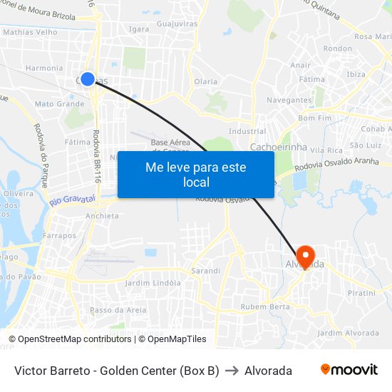 Victor Barreto - Golden Center (Box B) to Alvorada map