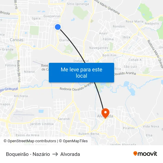 Boqueirão - Nazário to Alvorada map
