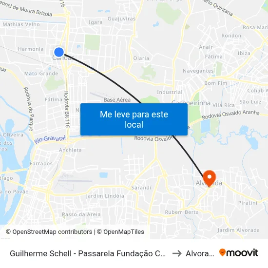 Guilherme Schell - Passarela Fundação Cultural to Alvorada map