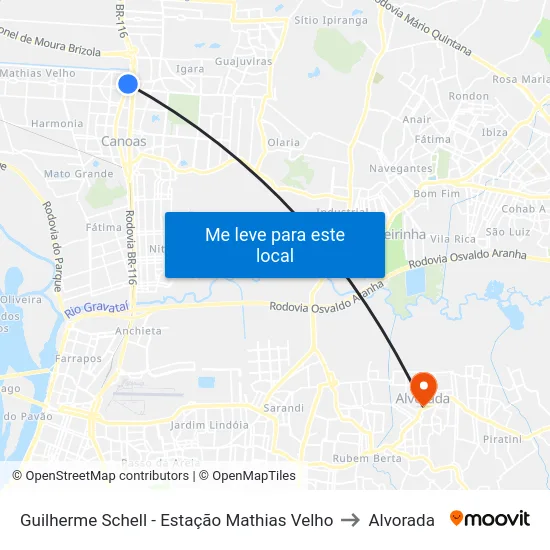 Guilherme Schell - Estação Mathias Velho to Alvorada map