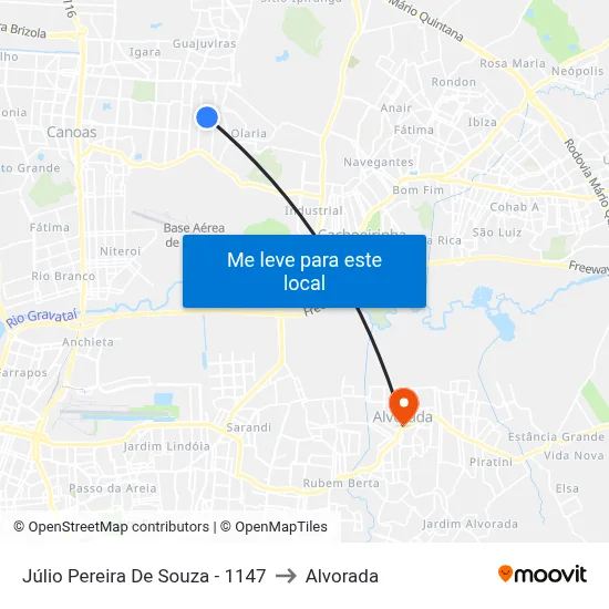 Júlio Pereira De Souza - 1147 to Alvorada map
