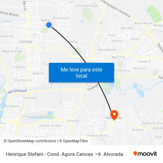 Henrique Stefani - Cond. Agora Canoas to Alvorada map