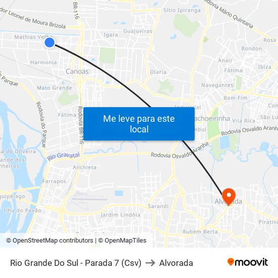 Rio Grande Do Sul - Parada 7 (Csv) to Alvorada map