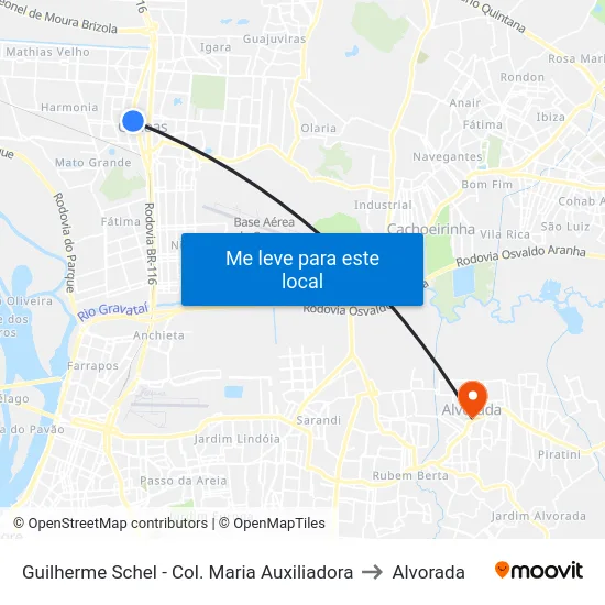 Guilherme Schel - Col. Maria Auxiliadora to Alvorada map