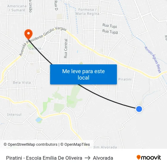 Piratini - Escola Emília De Oliveira to Alvorada map