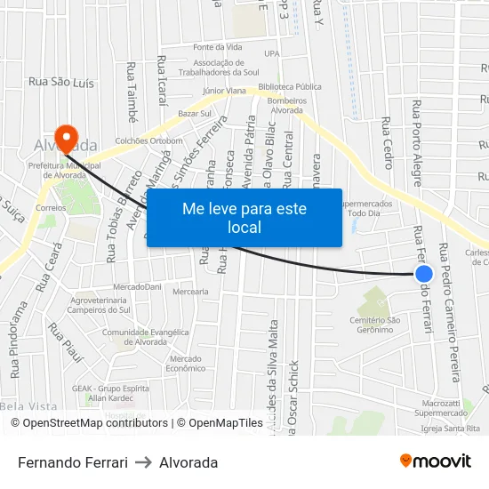 Fernando Ferrari to Alvorada map