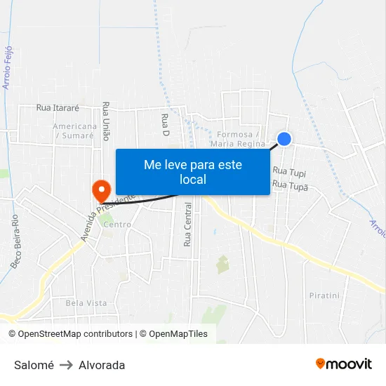 Salomé to Alvorada map