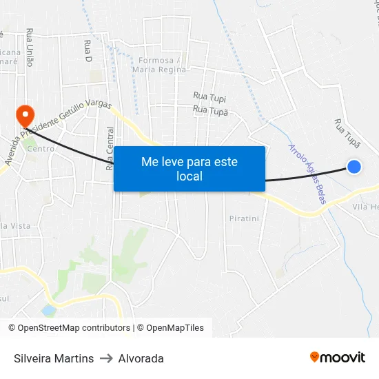 Silveira Martins to Alvorada map
