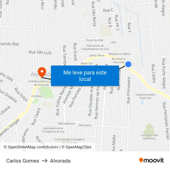 Carlos Gomes to Alvorada map