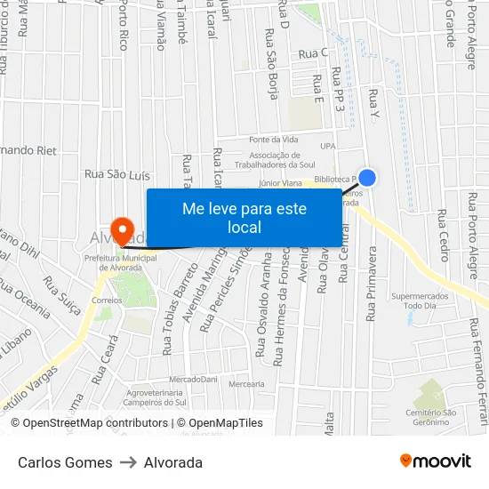 Carlos Gomes to Alvorada map