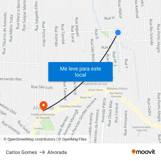 Carlos Gomes to Alvorada map