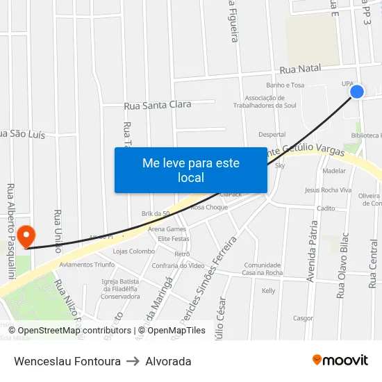Wenceslau Fontoura to Alvorada map