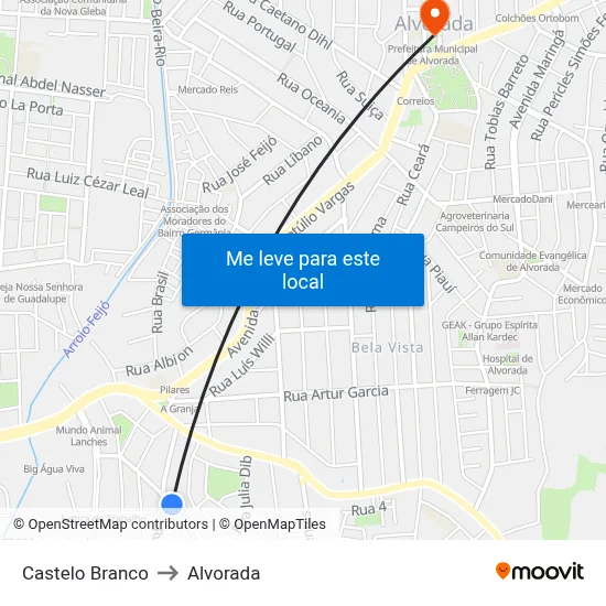 Castelo Branco to Alvorada map