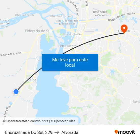 Encruzilhada Do Sul, 229 to Alvorada map