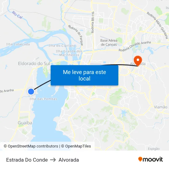 Estrada Do Conde to Alvorada map