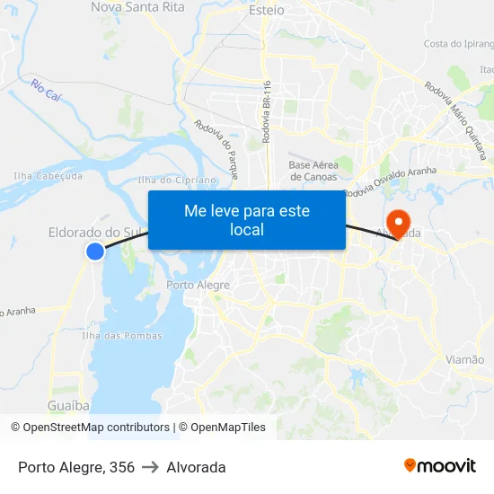 Porto Alegre, 356 to Alvorada map