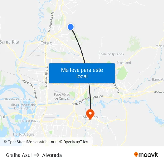 Gralha Azul to Alvorada map