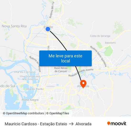 Maurício Cardoso - Estação Esteio to Alvorada map