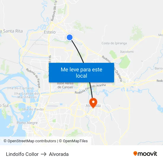 Lindolfo Collor to Alvorada map