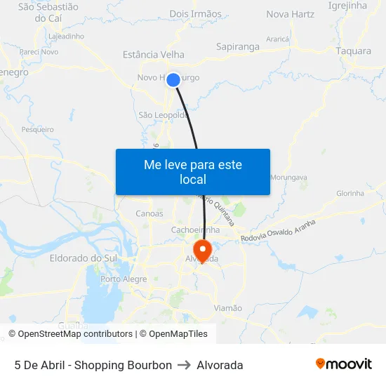 5 De Abril - Shopping Bourbon to Alvorada map