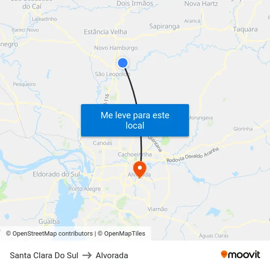 Santa Clara Do Sul to Alvorada map