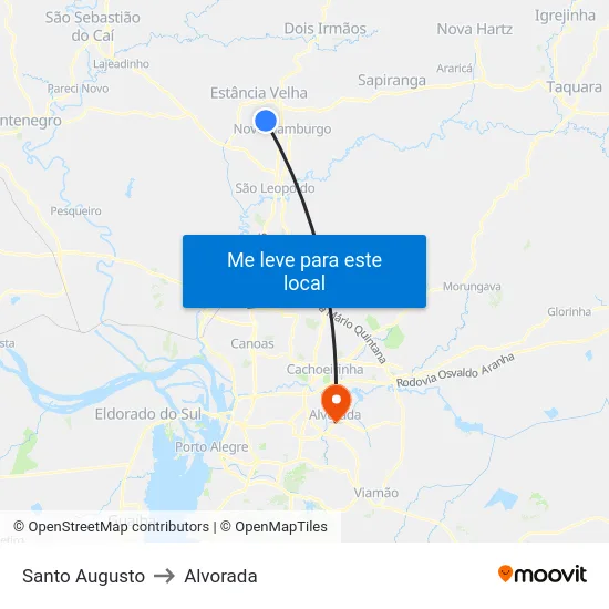 Santo Augusto to Alvorada map