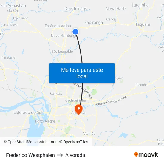 Frederico Westphalen to Alvorada map