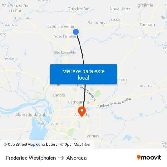 Frederico Westphalen to Alvorada map