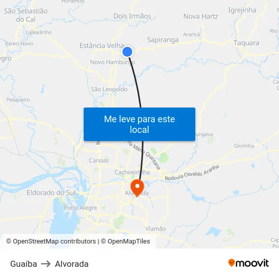 Guaíba to Alvorada map