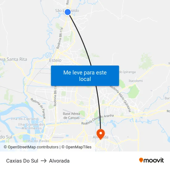 Caxias Do Sul to Alvorada map