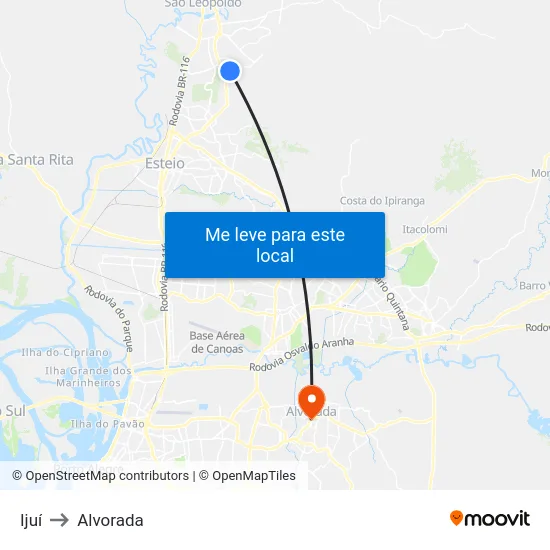 Ijuí to Alvorada map