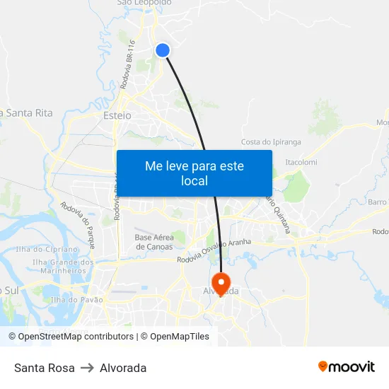 Santa Rosa to Alvorada map