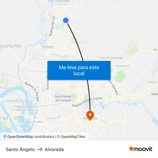 Santo Ângelo to Alvorada map
