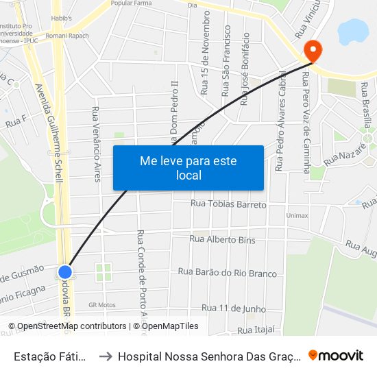 Estação Fátima to Hospital Nossa Senhora Das Graças map