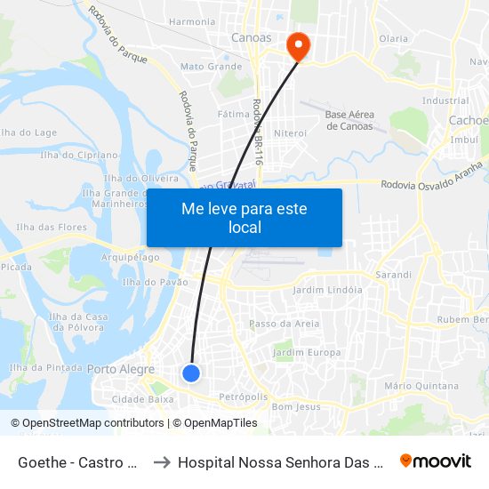 Goethe - Castro Alves to Hospital Nossa Senhora Das Graças map