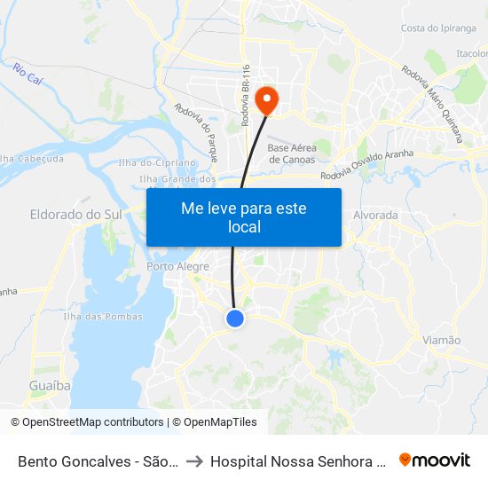 Bento Goncalves - São Jorge Cb to Hospital Nossa Senhora Das Graças map