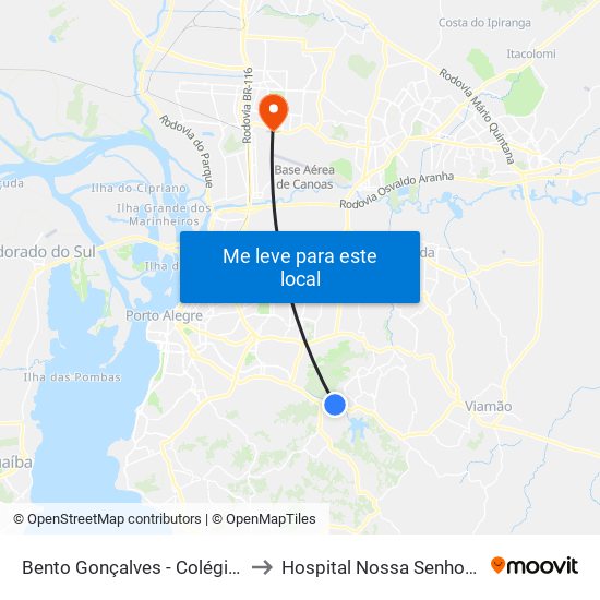 Bento Gonçalves - Colégio De Aplicação to Hospital Nossa Senhora Das Graças map
