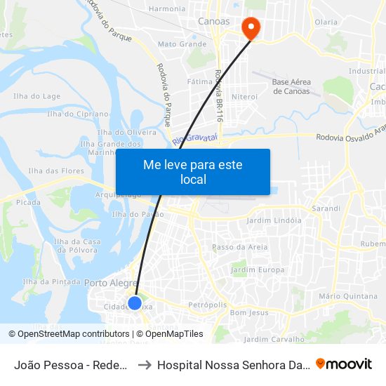 João Pessoa - Redenção Cb to Hospital Nossa Senhora Das Graças map