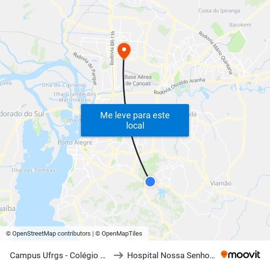 Campus Ufrgs - Colégio De Aplicação Bc to Hospital Nossa Senhora Das Graças map