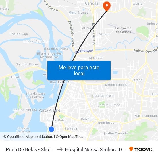 Praia De Belas - Shopping Bc to Hospital Nossa Senhora Das Graças map