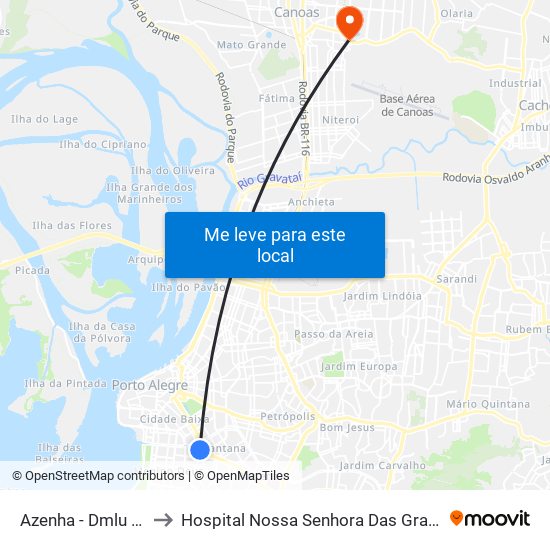 Azenha - Dmlu Cb to Hospital Nossa Senhora Das Graças map