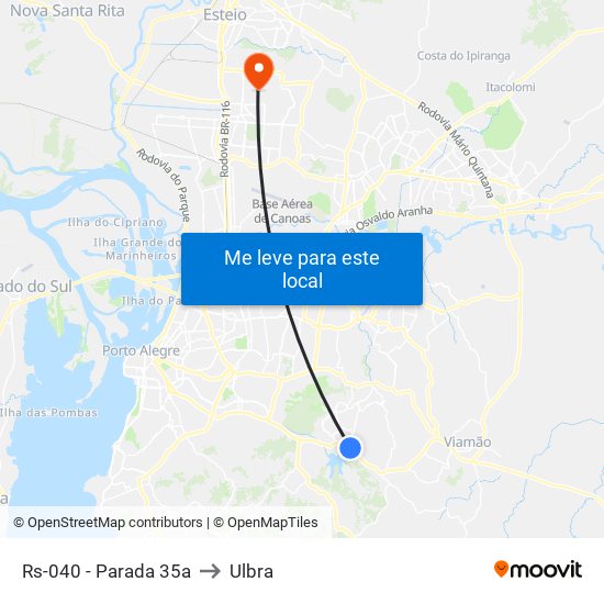 Rs-040 - Parada 35a to Ulbra map