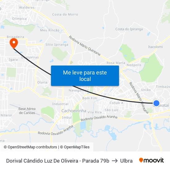 Dorival Cândido Luz De Oliveira - Parada 79b to Ulbra map