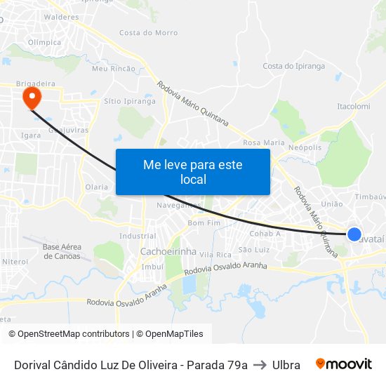 Dorival Cândido Luz De Oliveira - Parada 79a to Ulbra map