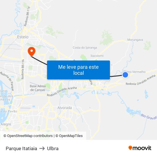 Parque Itatiaia to Ulbra map