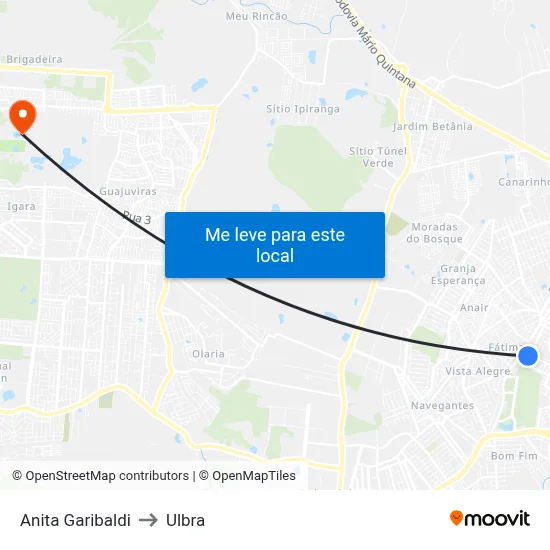 Anita Garibaldi to Ulbra map