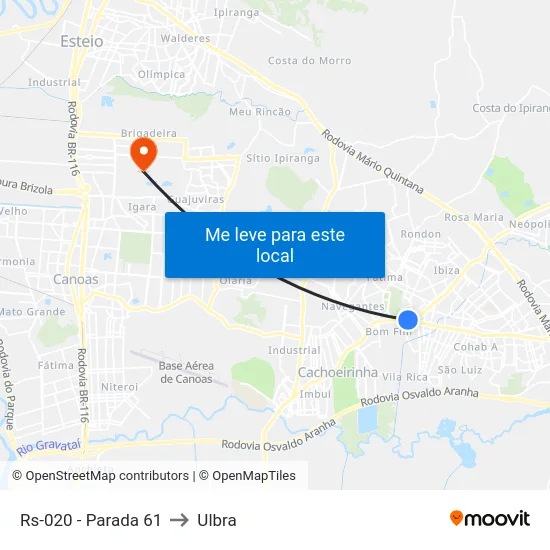 Rs-020 - Parada 61 to Ulbra map