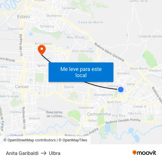 Anita Garibaldi to Ulbra map