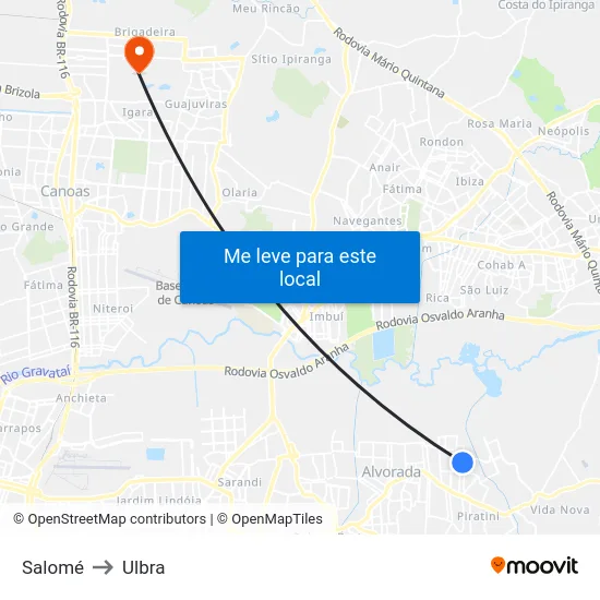 Salomé to Ulbra map